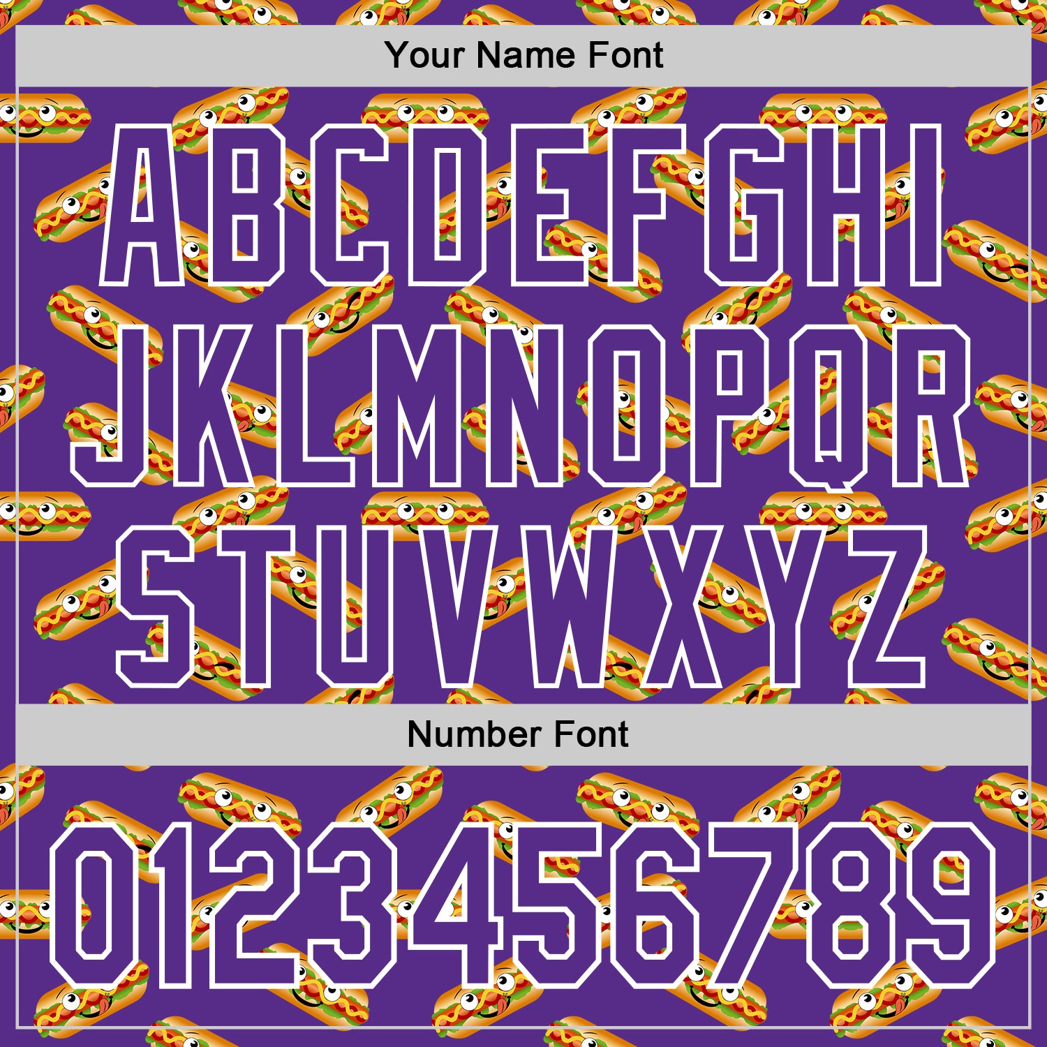 Custom Purple White 3D Pattern Design Foodie Fast Food Hot Dog Authentic Baseball Jersey