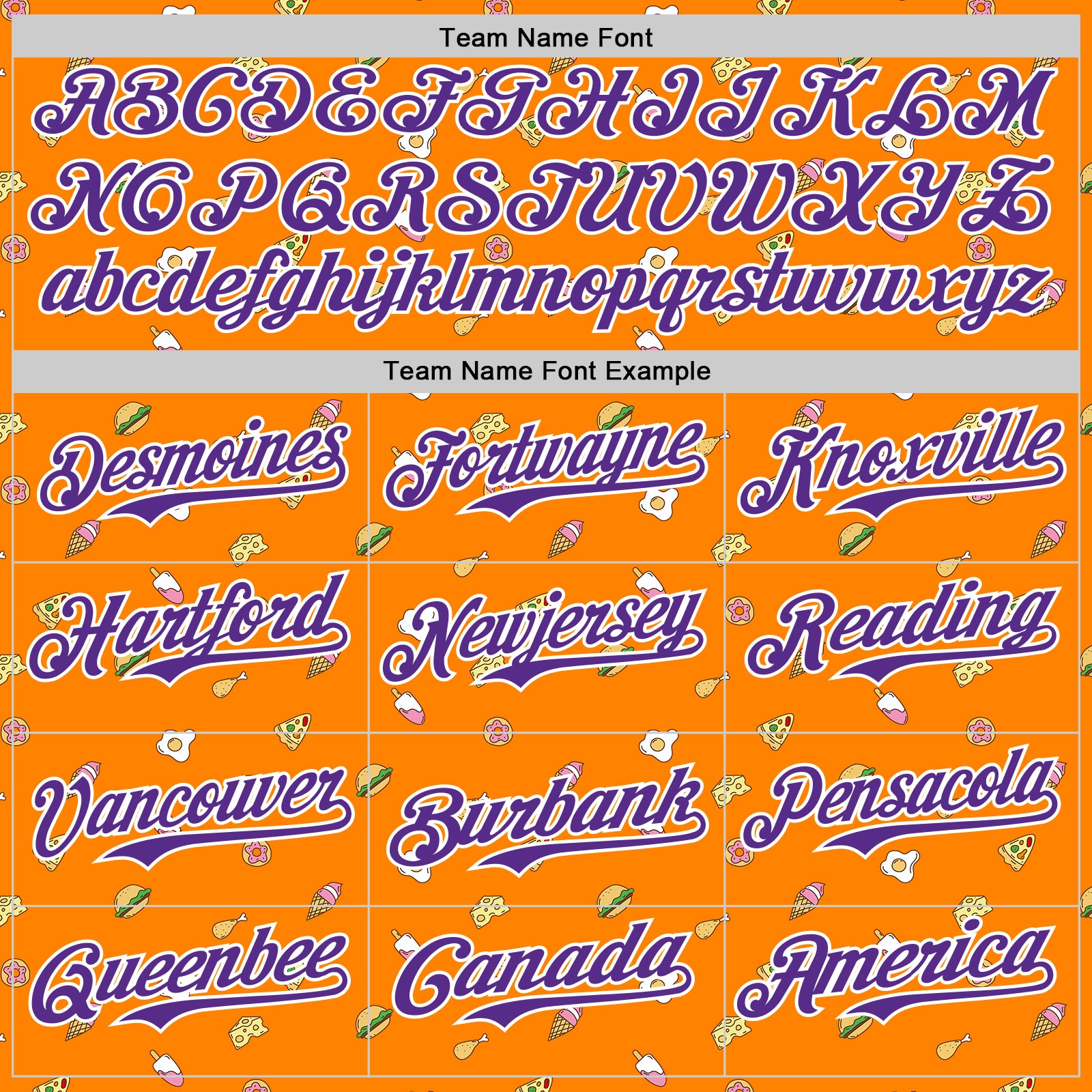 Custom Bay Orange Purple-White 3D Pattern Design Foodie Fast Food Cheese Pizza Dessert Ice Cream Authentic Baseball Jersey