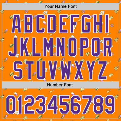 Custom Bay Orange Purple-White 3D Pattern Design Foodie Fast Food Cheese Pizza Dessert Ice Cream Authentic Baseball Jersey