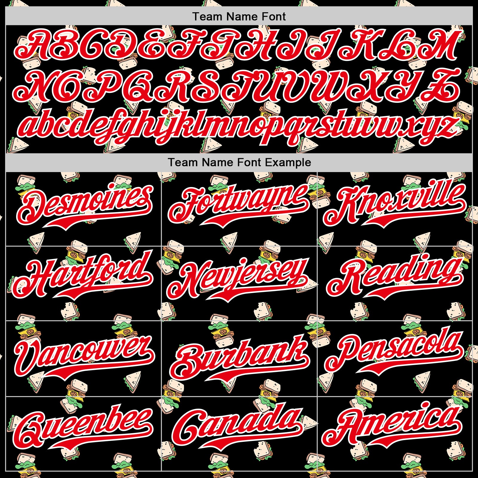 Custom Black Fire Red-White 3D Pattern Design Foodie Fast Food Sandwich Authentic Baseball Jersey