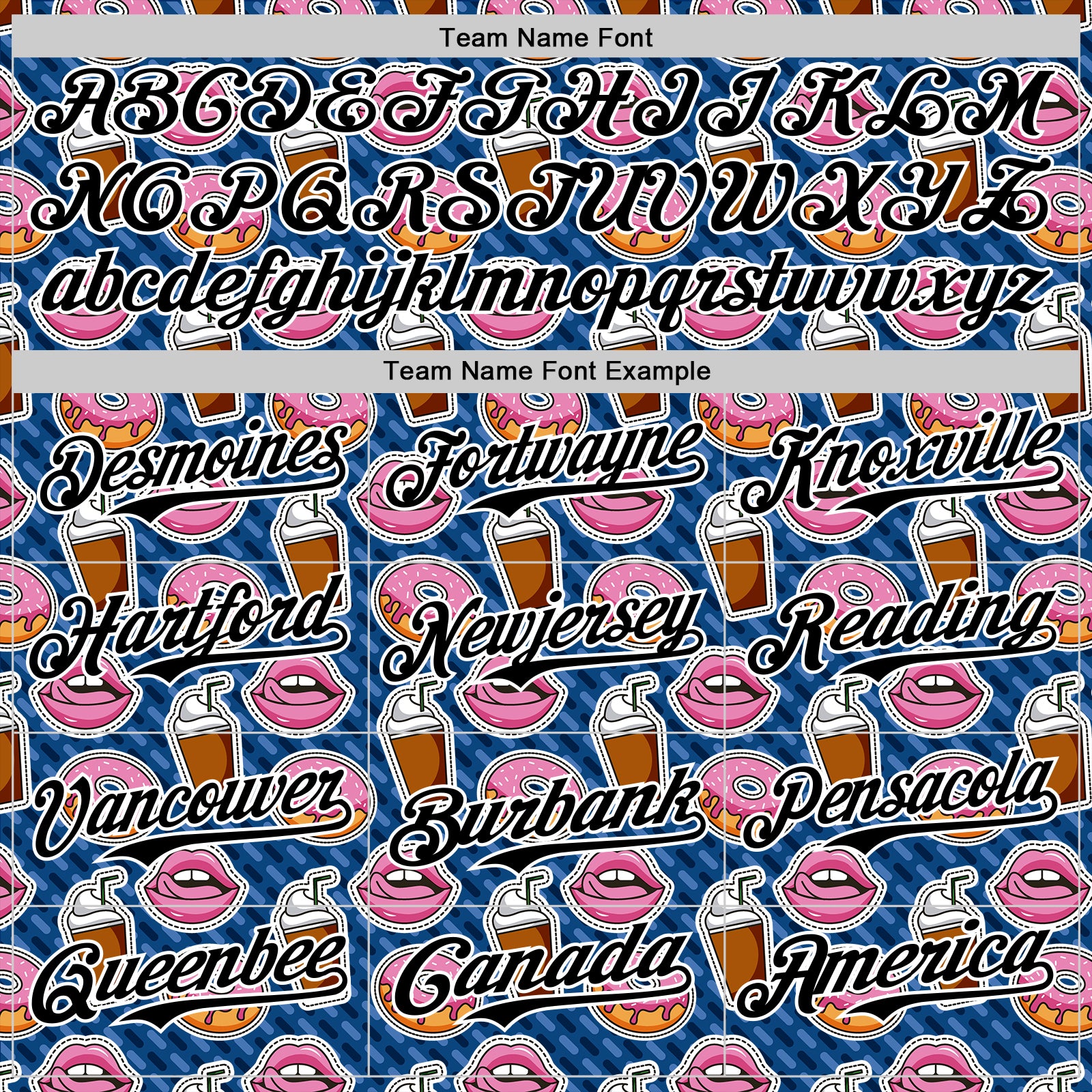 Custom US Navy Blue Black-White 3D Pattern Design Foodie Food Dessert Milkshake Donut Authentic Baseball Jersey