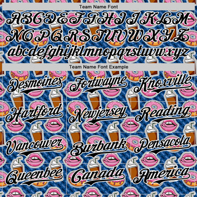 Custom US Navy Blue Black-White 3D Pattern Design Foodie Food Dessert Milkshake Donut Authentic Baseball Jersey