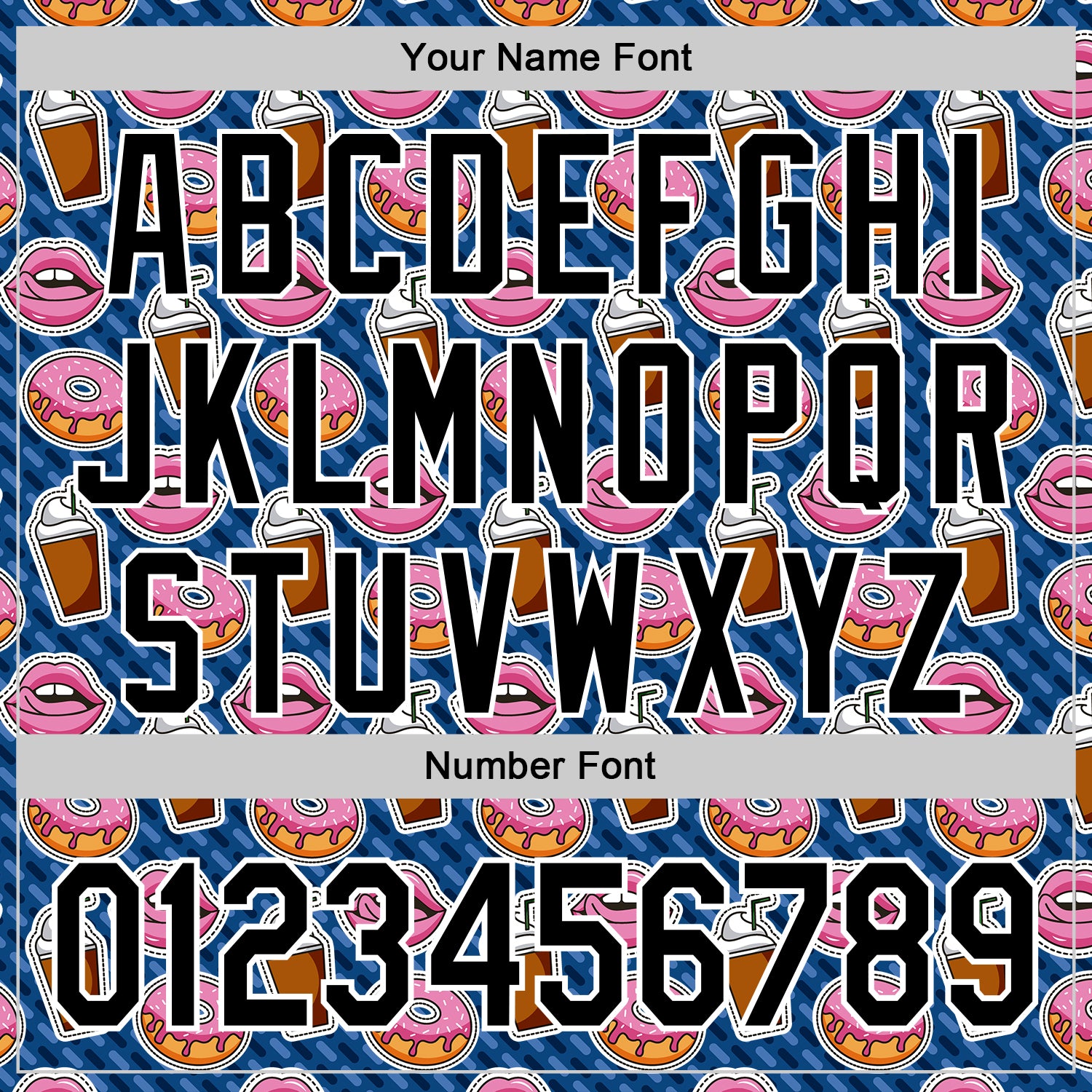 Custom US Navy Blue Black-White 3D Pattern Design Foodie Food Dessert Milkshake Donut Authentic Baseball Jersey