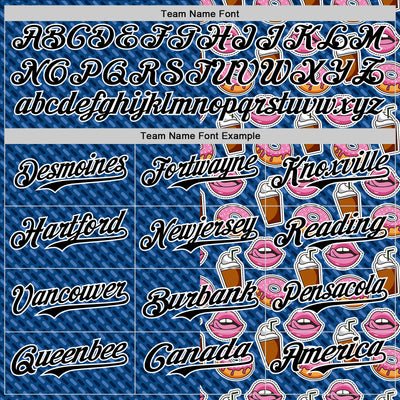 Custom US Navy Blue Black-White 3D Pattern Design Foodie Food Dessert Milkshake Donut Authentic Baseball Jersey