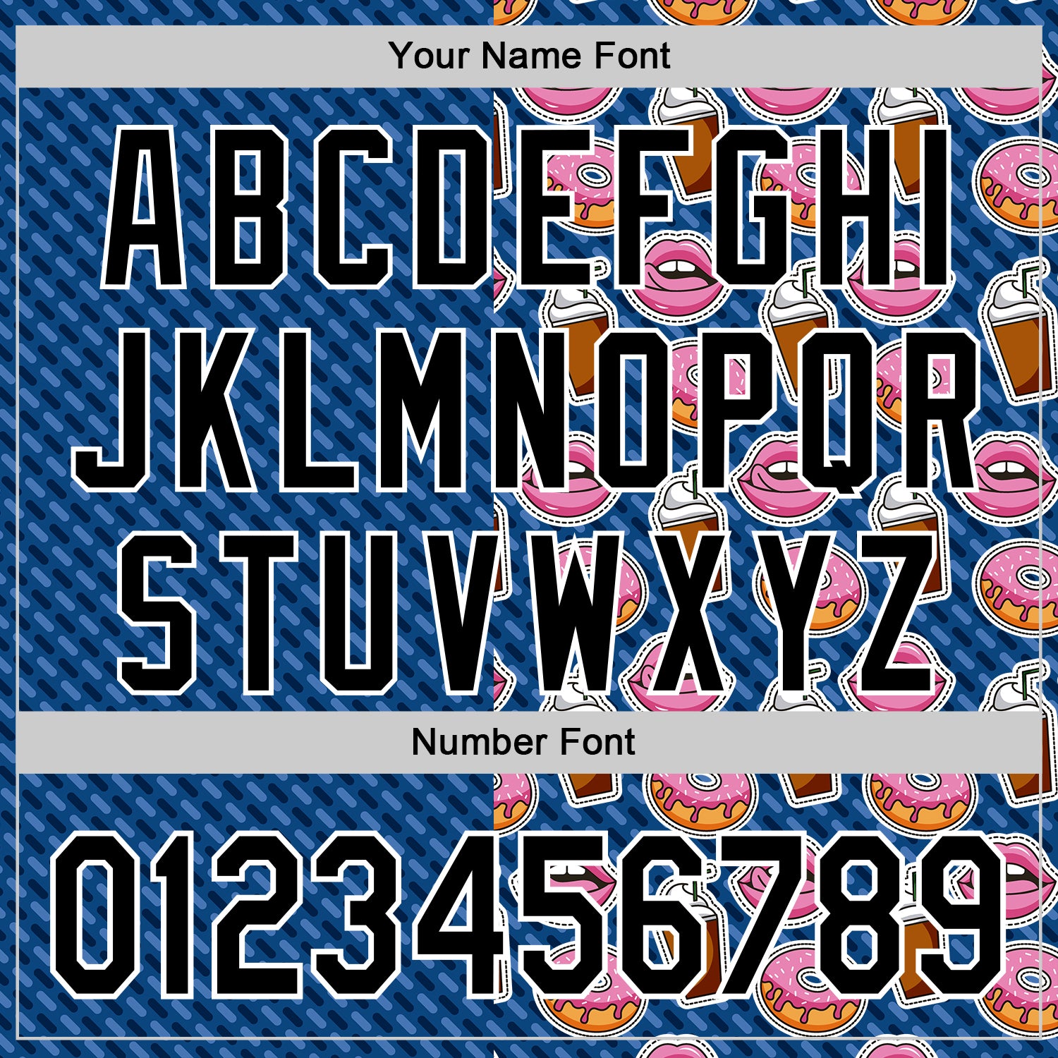 Custom US Navy Blue Black-White 3D Pattern Design Foodie Food Dessert Milkshake Donut Authentic Baseball Jersey