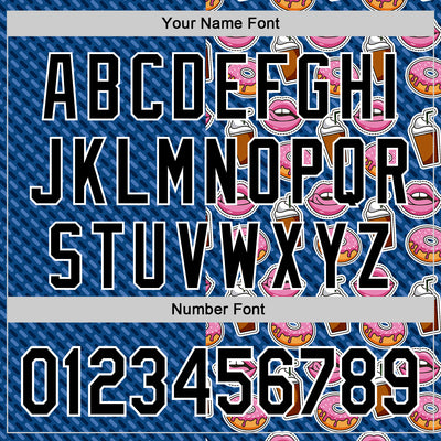 Custom US Navy Blue Black-White 3D Pattern Design Foodie Food Dessert Milkshake Donut Authentic Baseball Jersey