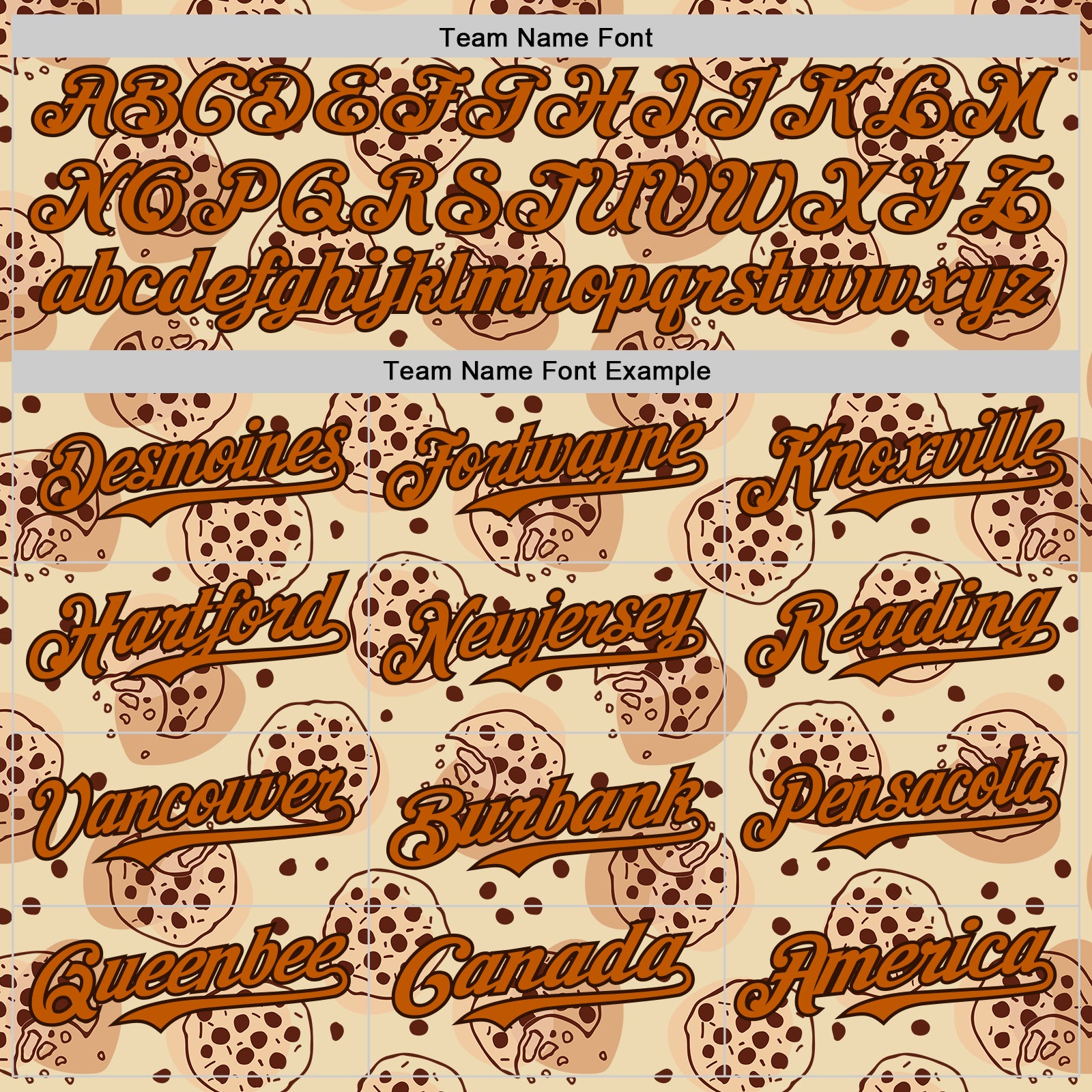 Custom Cream Texas Orange-Brown 3D Pattern Design Foodie Food Snack Chocolate Cookie Authentic Baseball Jersey