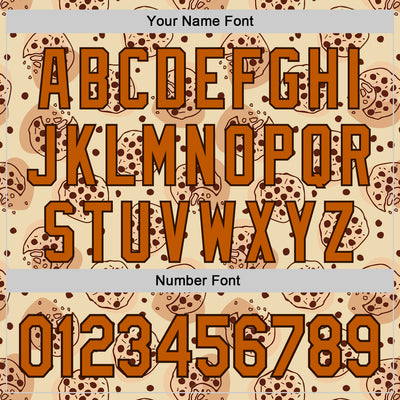 Custom Cream Texas Orange-Brown 3D Pattern Design Foodie Food Snack Chocolate Cookie Authentic Baseball Jersey