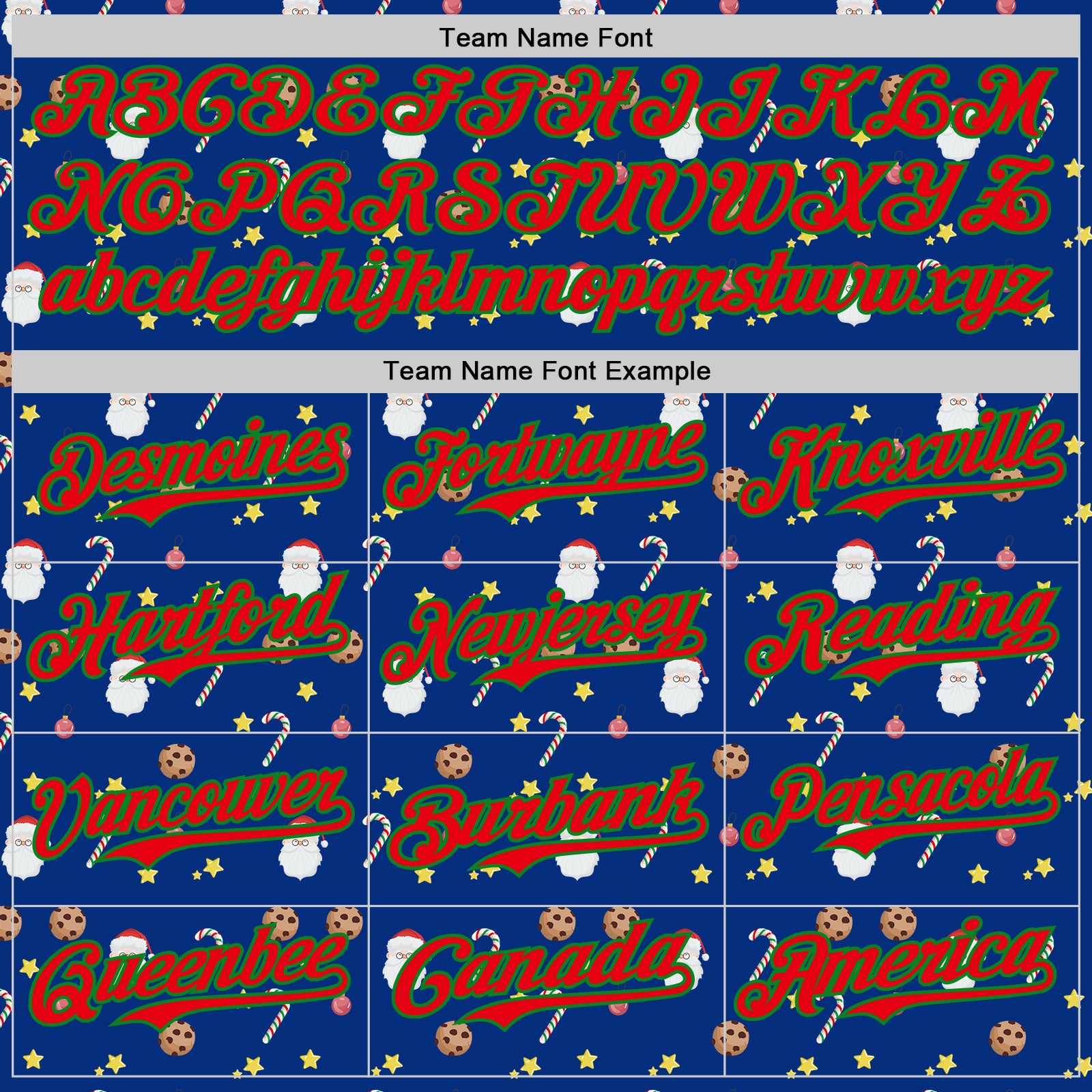 Custom Royal Fire Red-Grass Green 3D Pattern Design Christmas Foodie Food Snack Chocolate Cookie Candy Cane Authentic Baseball Jersey