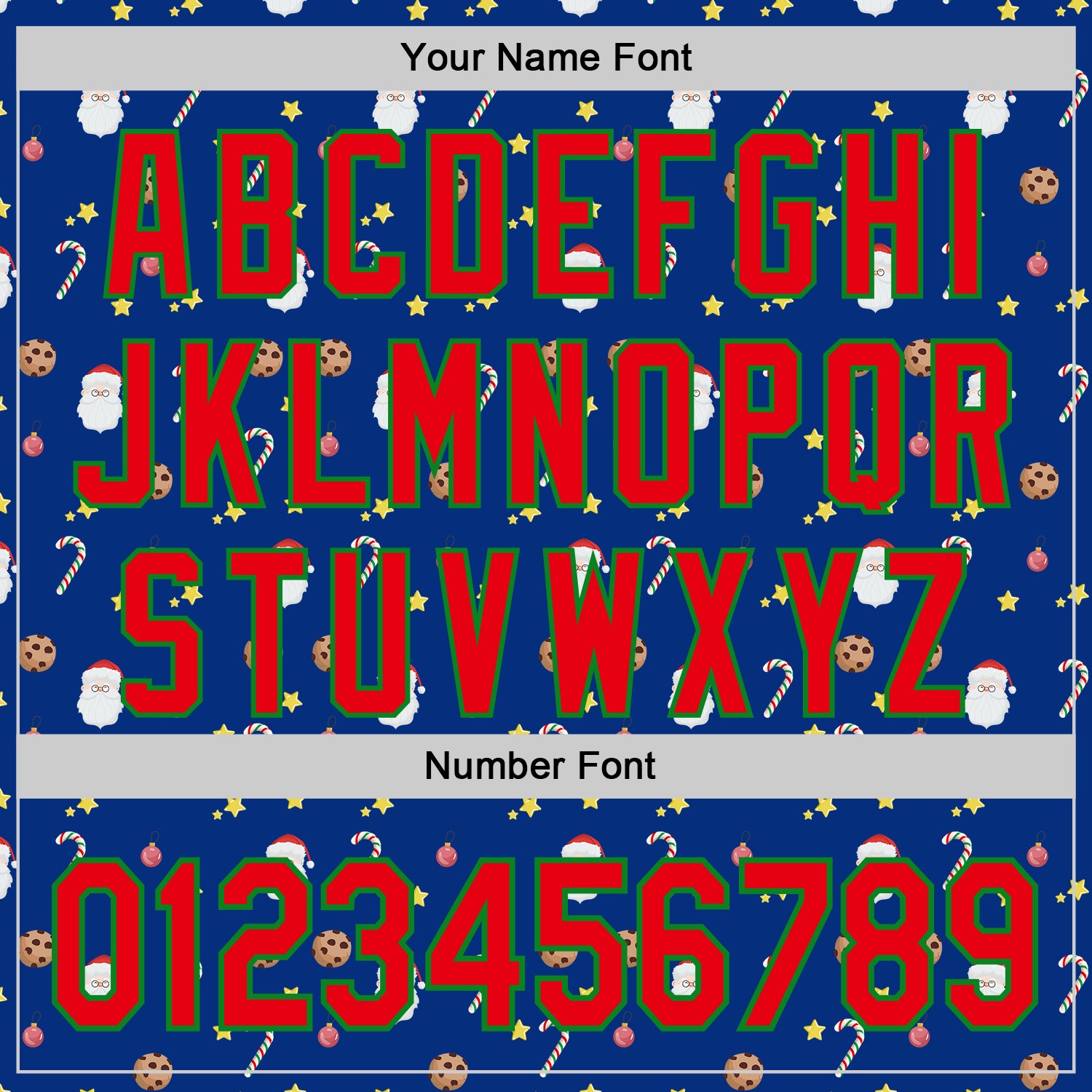 Custom Royal Fire Red-Grass Green 3D Pattern Design Christmas Foodie Food Snack Chocolate Cookie Candy Cane Authentic Baseball Jersey