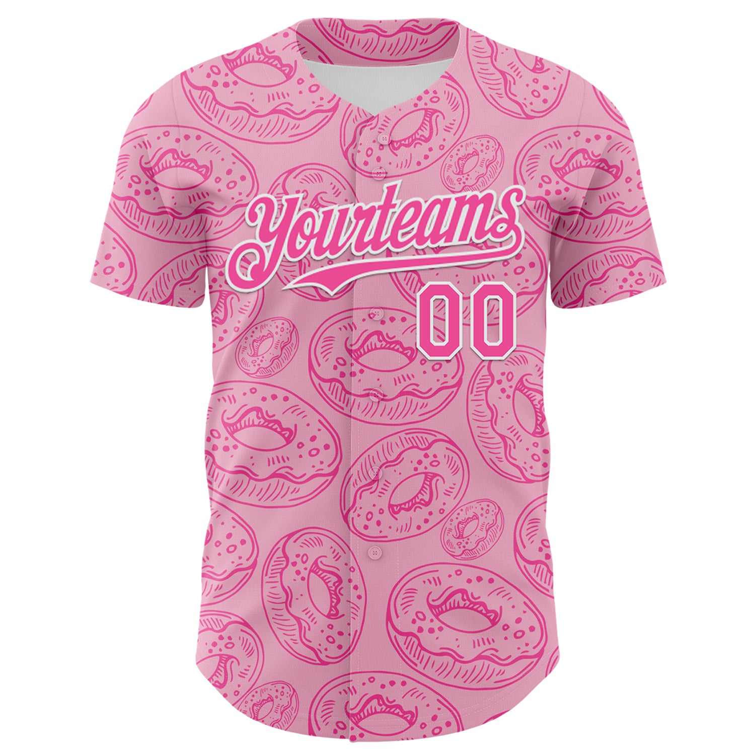 Custom Light Pink Pink-White 3D Pattern Design Christmas Foodie Food Dessert Donut Authentic Baseball Jersey