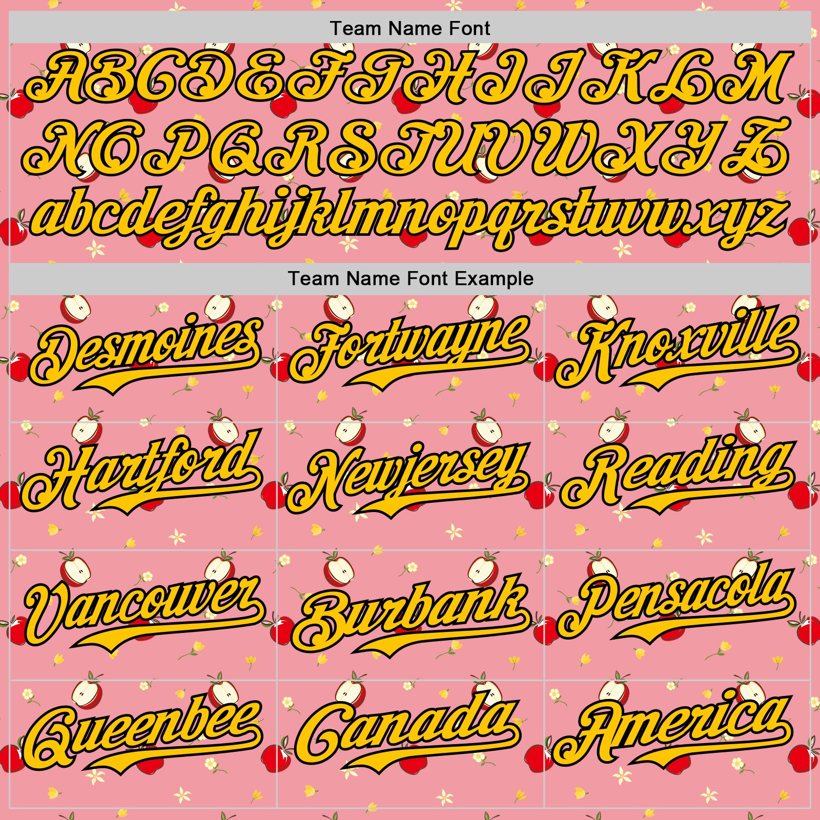 Custom Medium Pink Yellow-Black 3D Pattern Design Foodie Food Fruit Apple Authentic Baseball Jersey