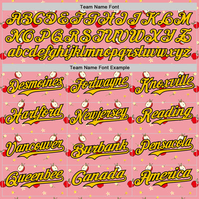 Custom Medium Pink Yellow-Black 3D Pattern Design Foodie Food Fruit Apple Authentic Baseball Jersey