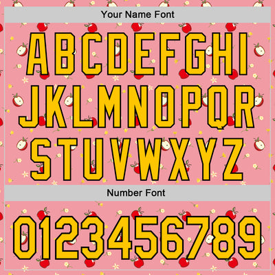 Custom Medium Pink Yellow-Black 3D Pattern Design Foodie Food Fruit Apple Authentic Baseball Jersey