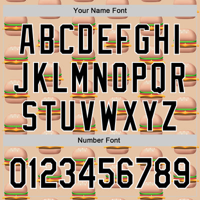 Custom Vegas Gold Black-White 3D Pattern Design Foodie Fast Food Burger Authentic Baseball Jersey