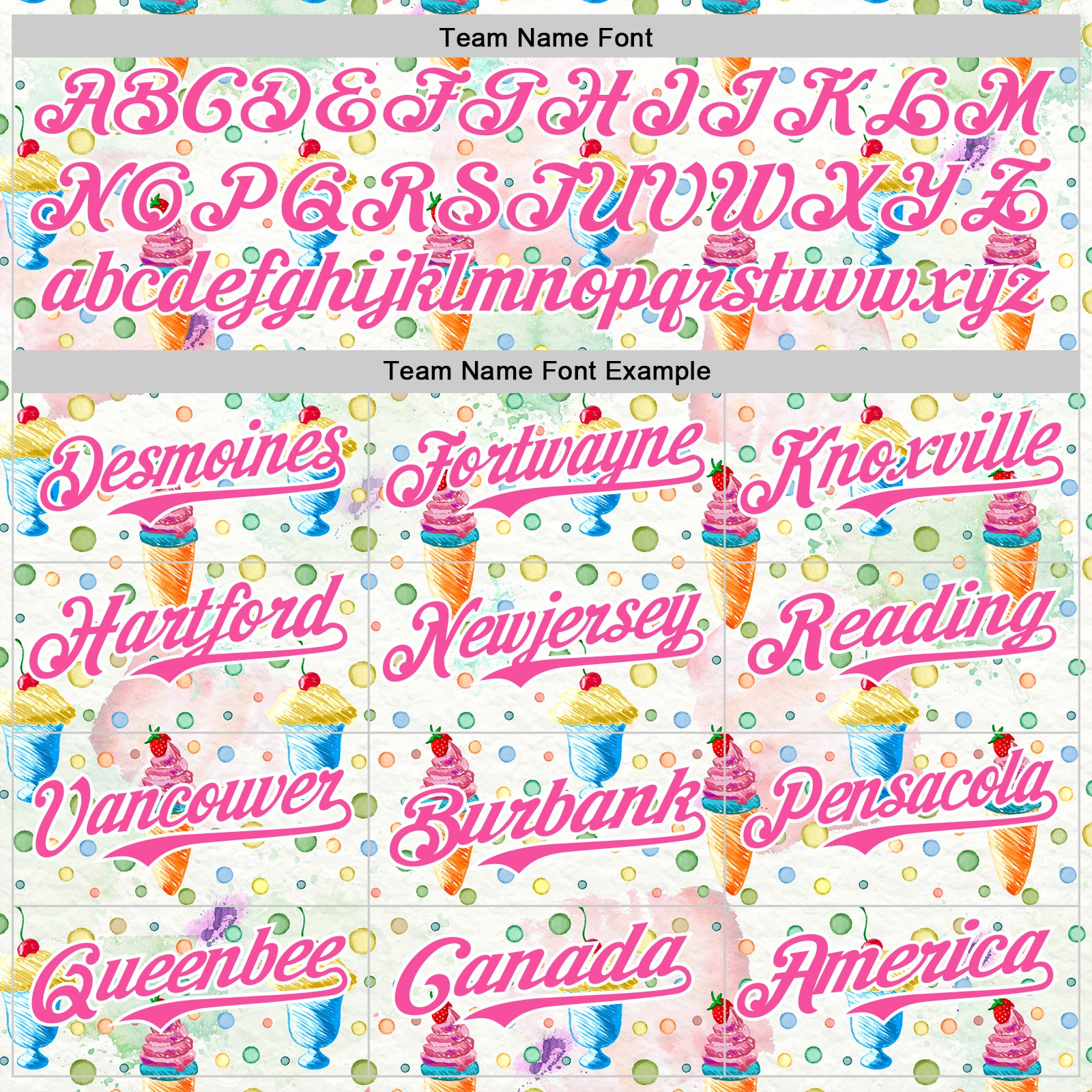 Custom White Pink 3D Pattern Design Foodie Food Dessert Ice Cream Authentic Baseball Jersey