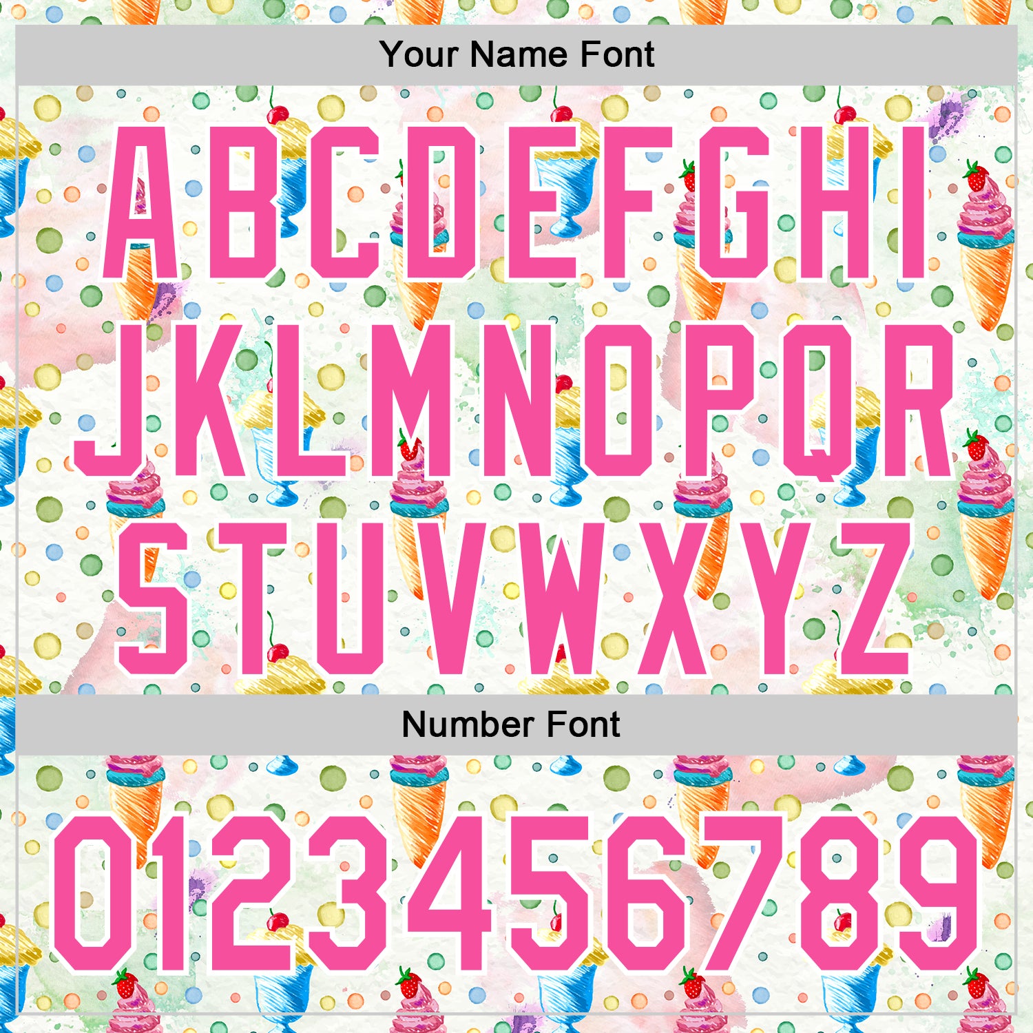 Custom White Pink 3D Pattern Design Foodie Food Dessert Ice Cream Authentic Baseball Jersey