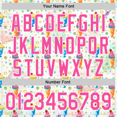 Custom White Pink 3D Pattern Design Foodie Food Dessert Ice Cream Authentic Baseball Jersey