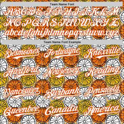 Custom Gold White-Orange 3D Pattern Design Foodie Food Fruit Orange Authentic Baseball Jersey