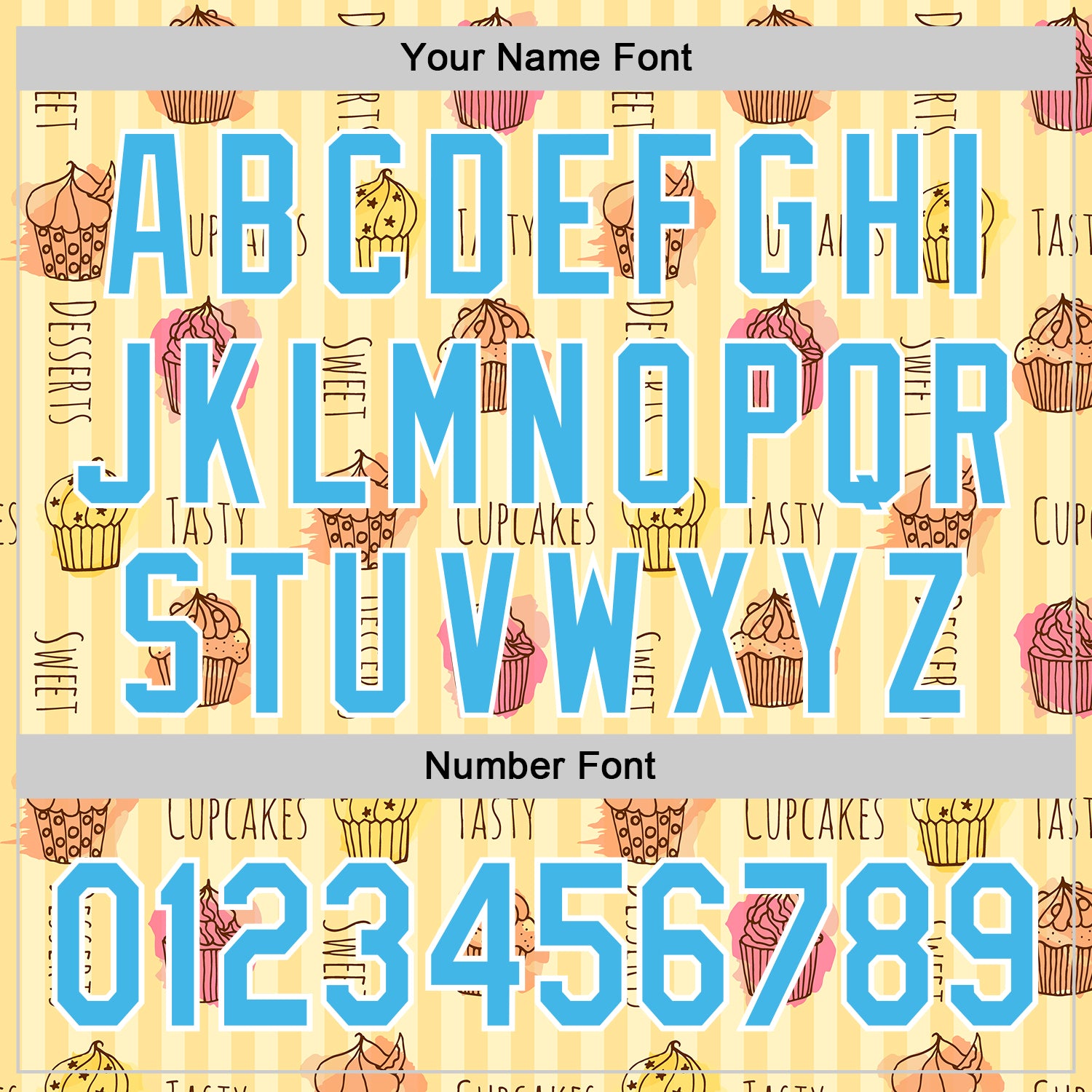 Custom Yellow Sky Blue-White 3D Pattern Design Foodie Food Dessert Cupcake Authentic Baseball Jersey