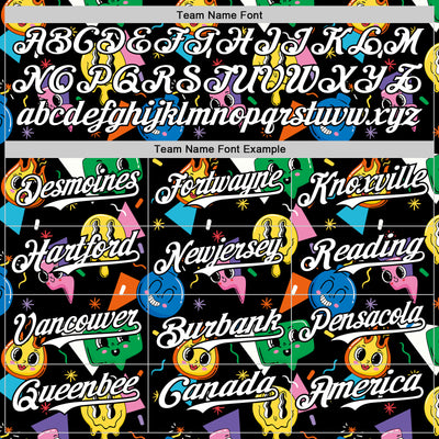 Custom Black White 3D Pattern Design Funny Cartoon Emoji Face Authentic Baseball Jersey