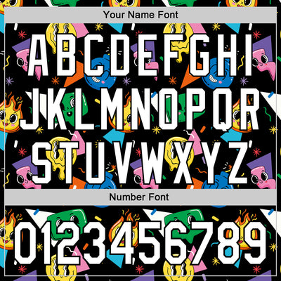 Custom Black White 3D Pattern Design Funny Cartoon Emoji Face Authentic Baseball Jersey