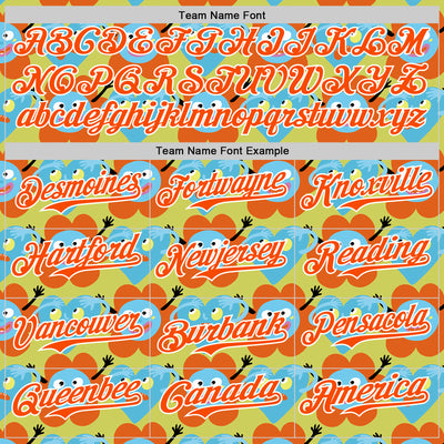 Custom Neon Yellow Orange-White 3D Pattern Design Funny Cartoon Flower And Heart Authentic Baseball Jersey