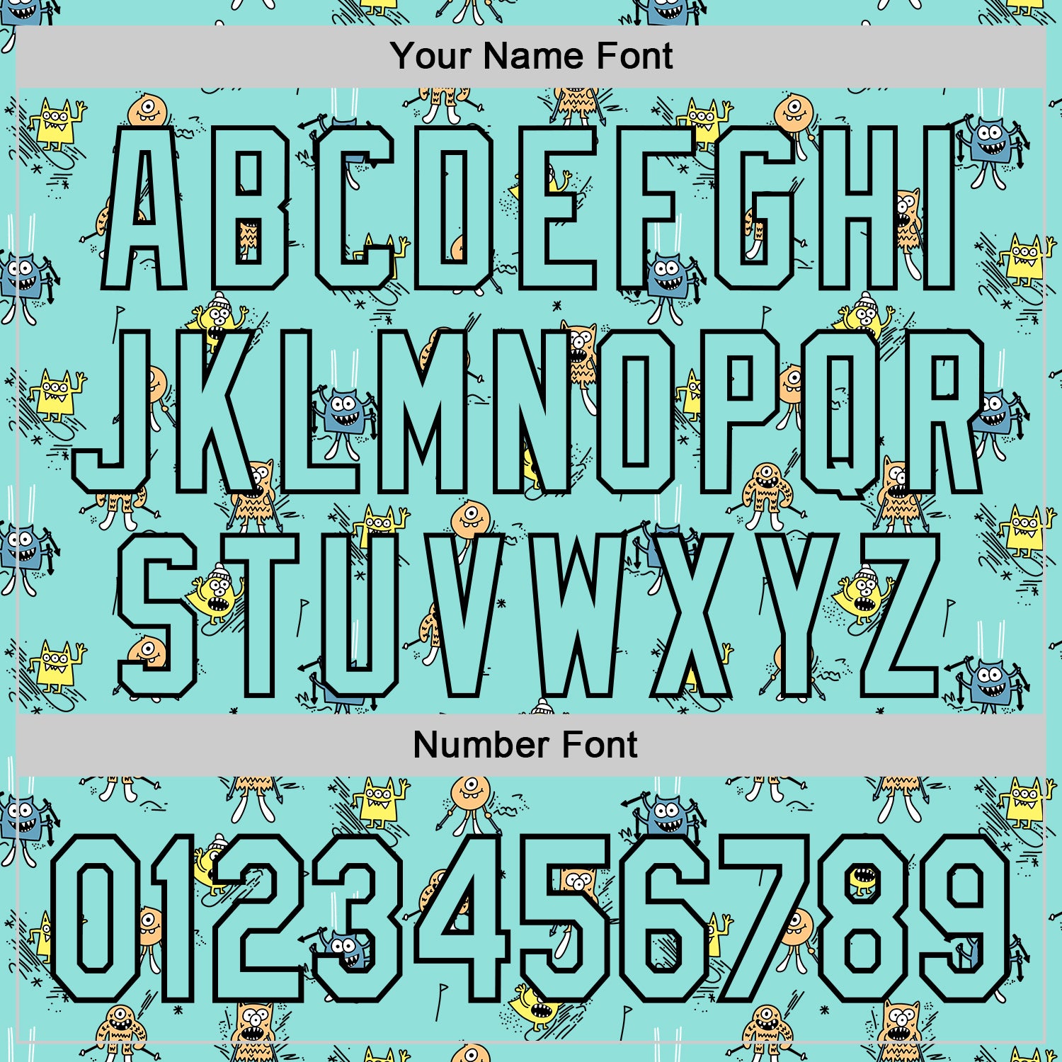 Custom Ice Blue Black 3D Pattern Design Funny Cartoon Monster Authentic Baseball Jersey