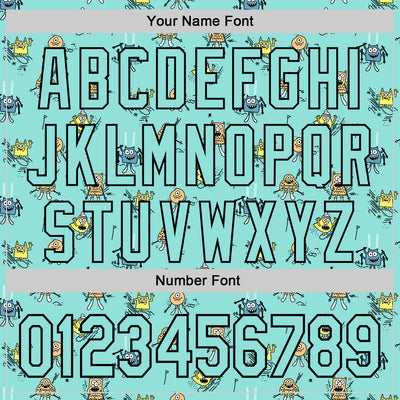 Custom Ice Blue Black 3D Pattern Design Funny Cartoon Monster Authentic Baseball Jersey