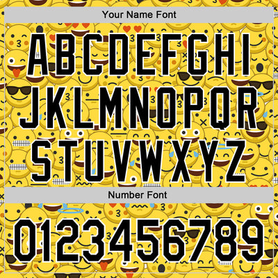 Custom Gold Black-White 3D Pattern Design Funny Cartoon Emoji Face Authentic Baseball Jersey