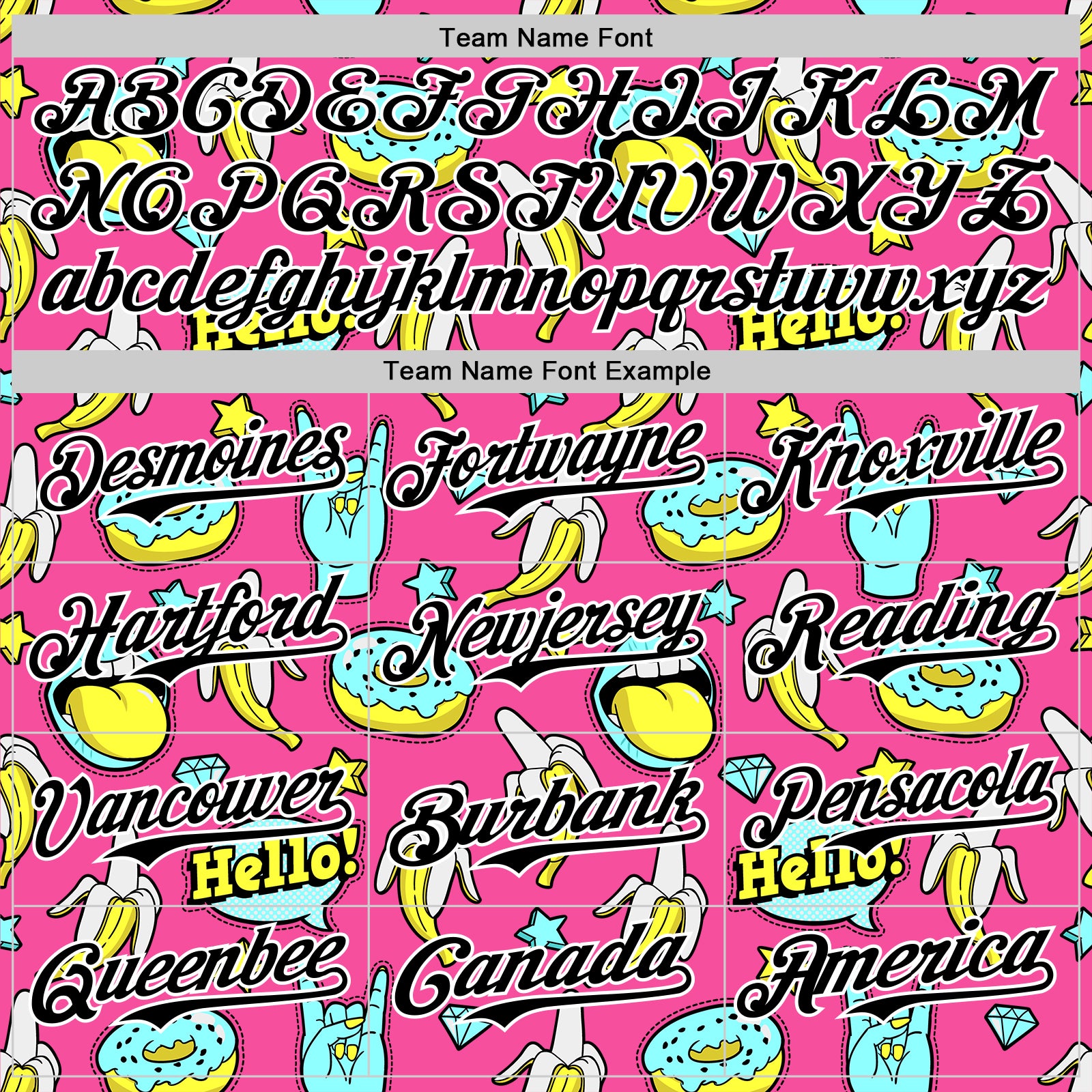 Custom Pink Black-White 3D Pattern Design Funny Cartoon Food Donut And Fruit Banana Authentic Baseball Jersey