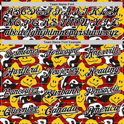 Custom Red Black-White 3D Pattern Design Funny Cartoon Emoji Smile Face And Yin Yang Authentic Baseball Jersey