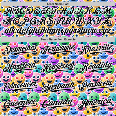 Custom White Black 3D Pattern Design Funny Cartoon Emoji Face Authentic Baseball Jersey