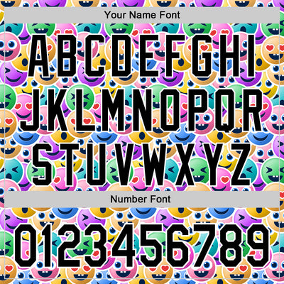 Custom White Black 3D Pattern Design Funny Cartoon Emoji Face Authentic Baseball Jersey