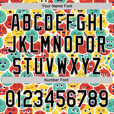 Custom White Black 3D Pattern Design Funny Cartoon Emoji Face Authentic Baseball Jersey