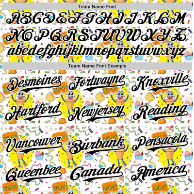 Custom White Black 3D Pattern Design Funny Cartoon Food Dessert Ice Ceam Authentic Baseball Jersey