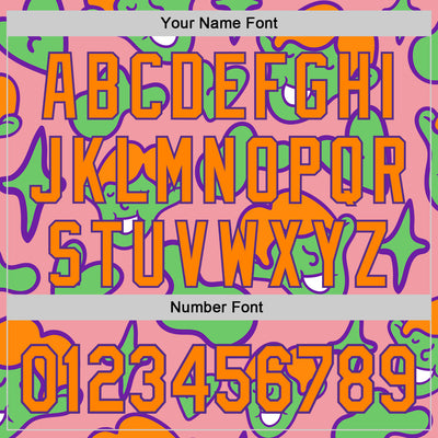 Custom Medium Pink Bay Orange-Purple 3D Pattern Design Funny Cartoon Kid Authentic Baseball Jersey