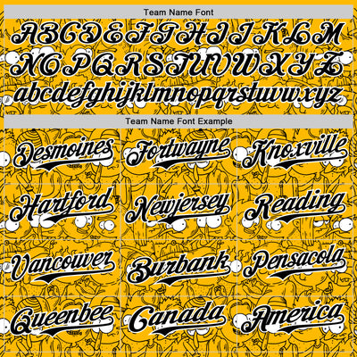 Custom Gold Black-White 3D Pattern Design Funny Cartoon People Authentic Baseball Jersey