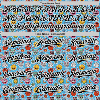 Custom Sky Blue Black-White 3D Pattern Design Funny Cartoon Emoji Authentic Baseball Jersey