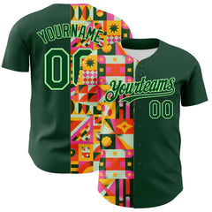 Custom Green Pea Green 3D Ambartive Abstract Shapes Pattern Authentic Baseball Jersey