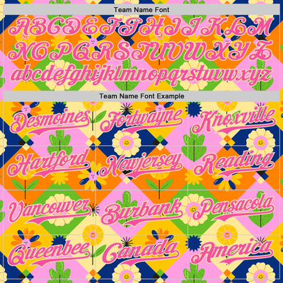 Custom Pink Cream 3D Ambartive Abstract Flowers Pattern Authentic Baseball Jersey