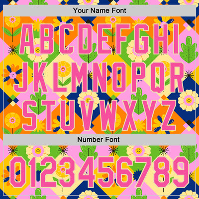 Custom Pink Cream 3D Ambartive Abstract Flowers Pattern Authentic Baseball Jersey