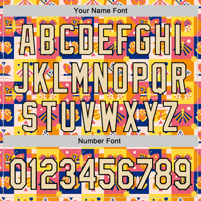 Custom Yellow Cream-Black 3D Ambartive Abstract Butterfly Pattern Authentic Baseball Jersey