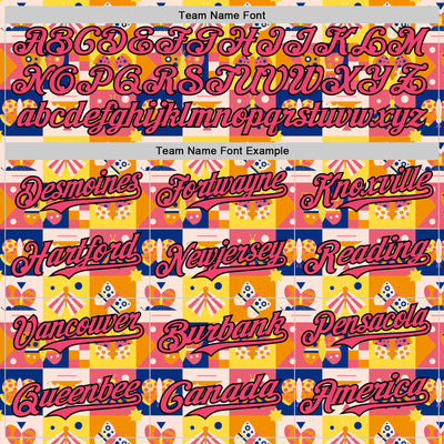 Custom Yellow Neon Pink-Black 3D Ambartive Abstract Butterfly Pattern Authentic Baseball Jersey
