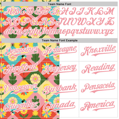 Custom White Medium Pink 3D Ambartive Checkered Flower Pattern Authentic Baseball Jersey