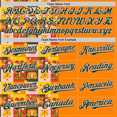 Custom Bay Orange Green-Light Pink 3D Ambartive Checkered Butterfly Pattern Authentic Baseball Jersey