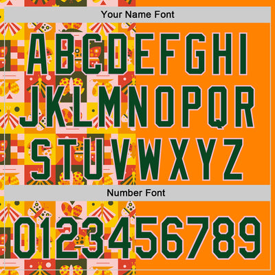 Custom Bay Orange Green-Light Pink 3D Ambartive Checkered Butterfly Pattern Authentic Baseball Jersey