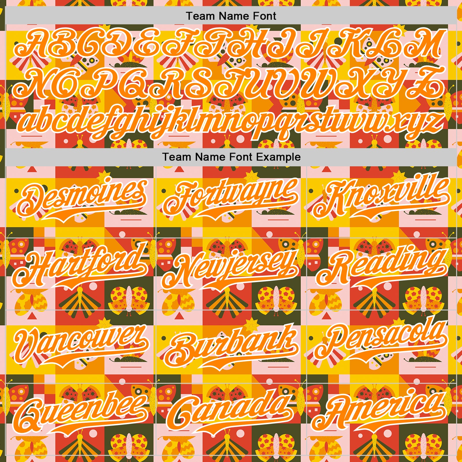 Custom Bay Orange White 3D Ambartive Checkered Butterfly Pattern Authentic Baseball Jersey