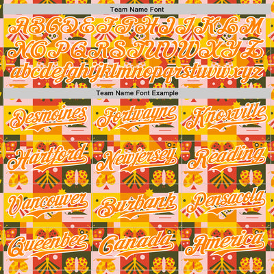 Custom Bay Orange White 3D Ambartive Checkered Butterfly Pattern Authentic Baseball Jersey