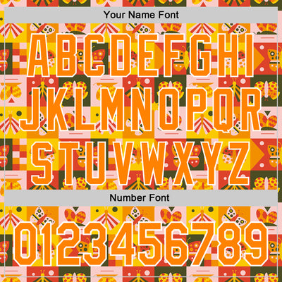 Custom Bay Orange White 3D Ambartive Checkered Butterfly Pattern Authentic Baseball Jersey